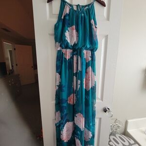 Teal Floral Maxi Dress